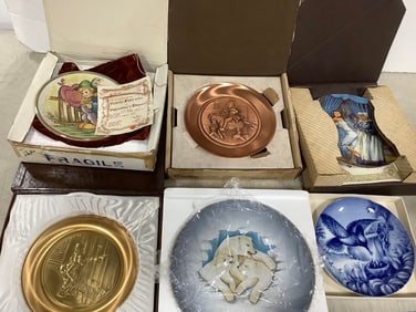 Vintage Ceramic Plates, and 1970s Norman Rockwell Metal Plates