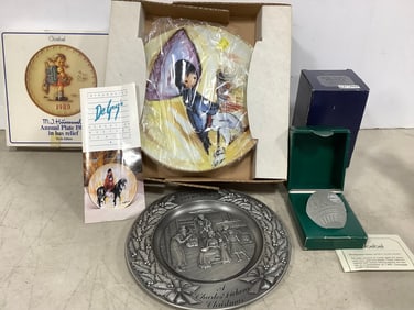 1974 Pewter Plate, Goebel Glass Bell/Egg, and more