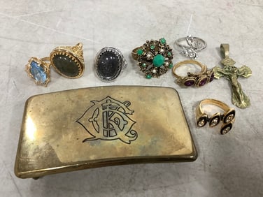 Various Rings, Belt Buckle, and more