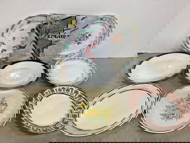 Various Ceramic Plates, and Gift Wrap