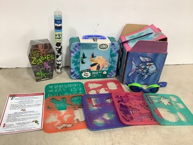 Various Stencils, Tie-Dye Kit, Coffin Full of Zombies, Robot Blocks, and more