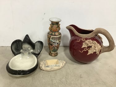Scrimshaw, Oriental Vase, Pitcher signed by artist, and more