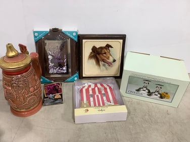 Laura Ashley Switchplate, Oneida Silverplated Candl Holders, Vintage Stein (9.5in Tall), and more
