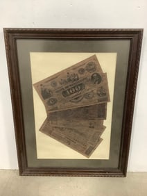 Framed Vintage Currency Copies - Arkansas, Mississippi, etc (16inx18in)