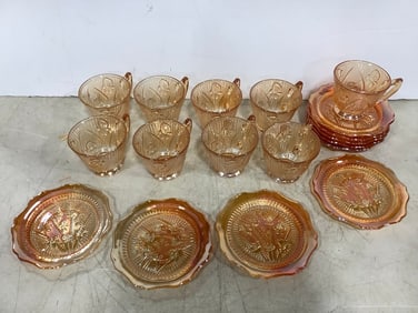 Carnival Glass Plates, Cups (Tallest - 3in)