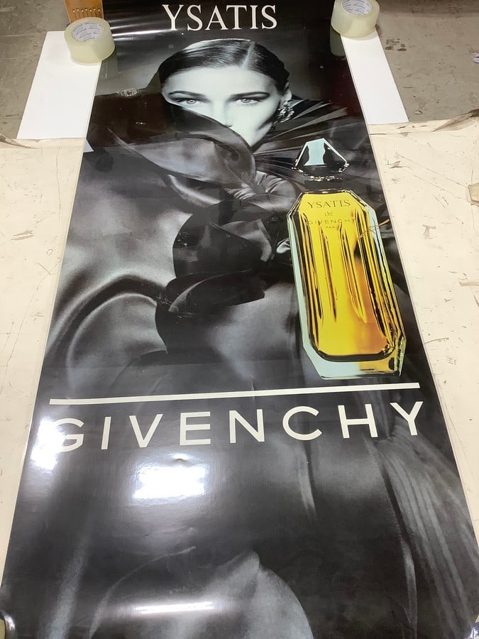 Givenchy laminated advertising sign(24in.x61in.): Givenchy laminated advertising sign(24in.x61in.)