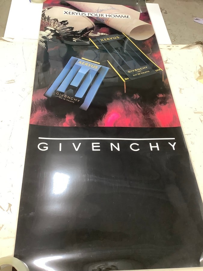 Givenchy laminated advertising sign(24in.x61in.): Givenchy laminated advertising sign(24in.x61in.)