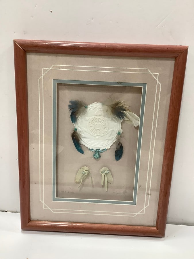 Framed Turtle Shield artwork(12.5in.x15.5in.): Framed Turtle Shield artwork(12.5in.x15.5in.)
