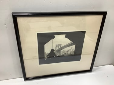 Framed Black and White Lithograph (16inx17.5in)