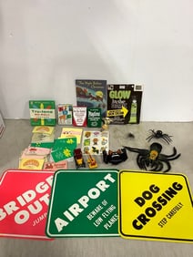 Wall decor signs, chalk, toy cars, and more