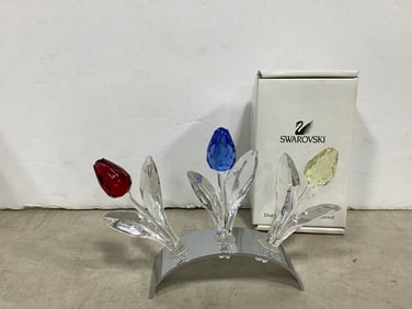 Swavorski floral crystal decor set(4.25in.tall)