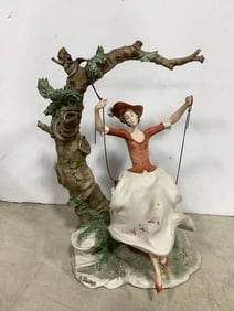 Guiseppe Armani Young Lady on Swing signed figurine statue(14in.tall)
