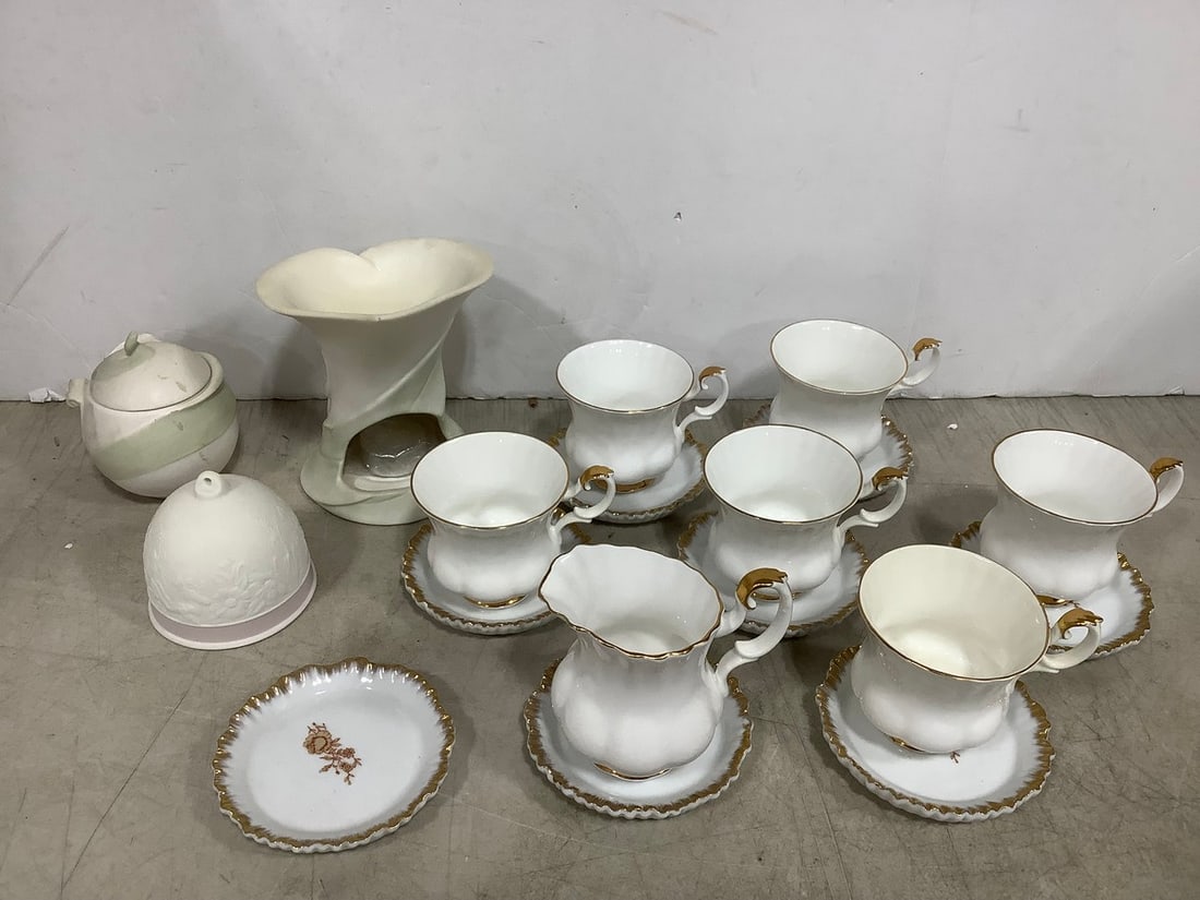 Royal Albert tea set plates/cups, Lladro bell, and more(tallest 5.5in.) (1 of 1)