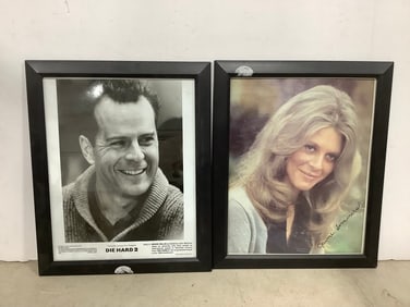 Framed Jamie Summers and Bruce Willis prints(9.5in.x11.5in.)