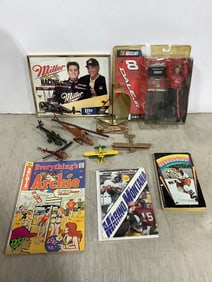 Dale Earnhardt Jr. nascar collectible(new in box), toy airplanes, framed Miller lite racing