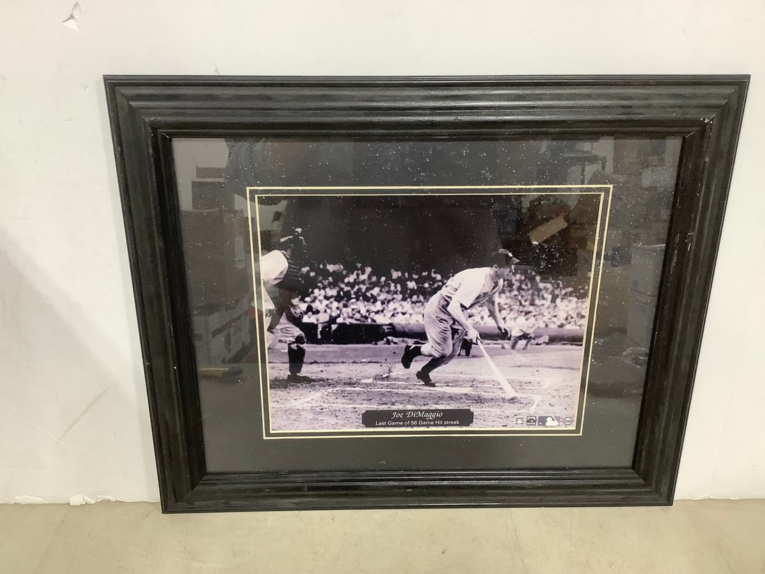Framed Joe DiMaggio Last Game of 56 hit streak framed photographic print(14in.x17in.): Framed Joe DiMaggio Last Game of 56 hit streak framed photographic print(14in.x17in.)