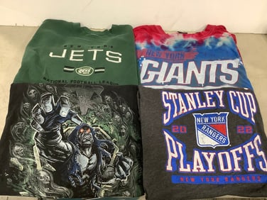 Tshirts and crewneck(NY Giants, NY Jets, NY rangers,etc.-XL,2X)