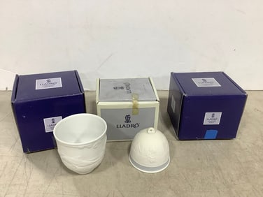 Lladro collectible cups(3.5in.tall) and bell