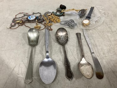 Various Costume Jewelry and Vintage Kitchen Utencils