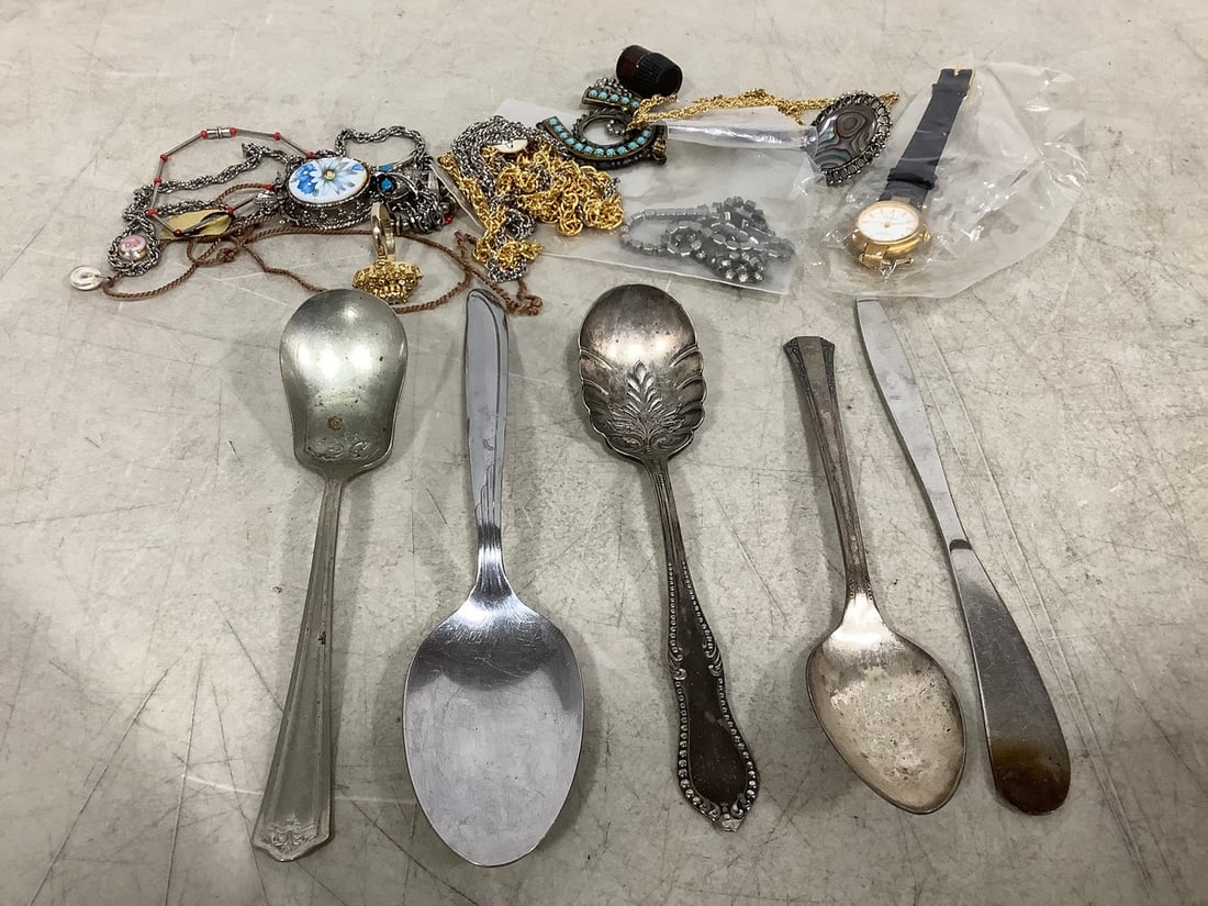 Various Costume Jewelry and Vintage Kitchen Utencils: Various Costume Jewelry and Vintage Kitchen Utencils