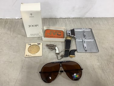 Joop Aftershave Balm, Parker Watch, JVC Belt Buckle, Cigarette Tray/Lighter, and more
