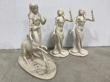 Various Laszlo Ispanky Ceramic Statues *ALL damaged-some pieces included* (Tallest - 12in)