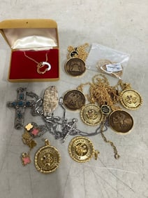 Various Costume Jewelry, and Minted Coin Necklaces