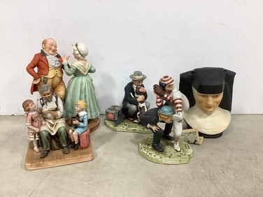 Various Ceramic Figurines (Goebel, Norman Rockwell, etc) Tallest - 8.25in