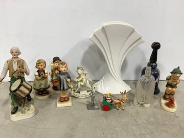 Fitz and Floyd Vase, Various Ceramic Statues (Goebel, etc) Tallest - 9.75in