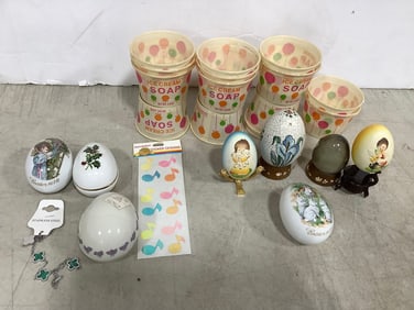 Vintage Containers, Decorative Eggs (Bayreuth, Jerrandi, etc), and more