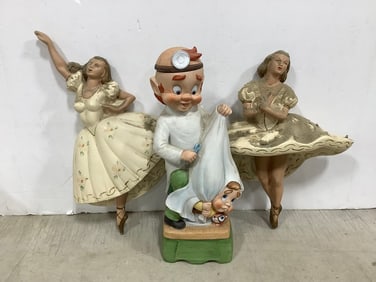 Ceramic Wall Decor, and 1979 Hoffman Music Box Decanter (13in Tall)