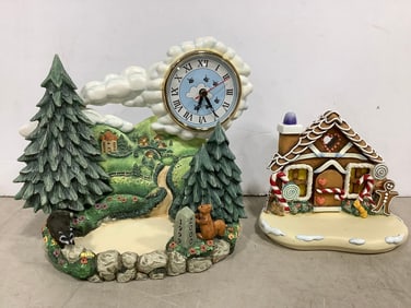 Goebel Clock and Gingerbread House Decor (Tallest - 8.25in)