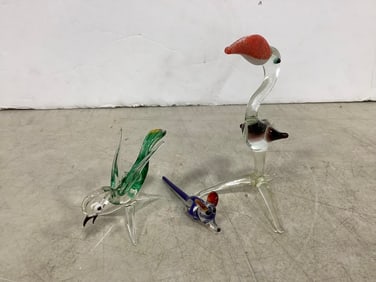 Vintage Glass Blown Figurines - Murano Style (Tallest - 4.5in)