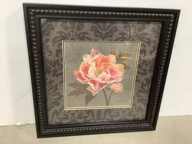 Framed and Signed Floral Artwork (12.5inx12.5in)