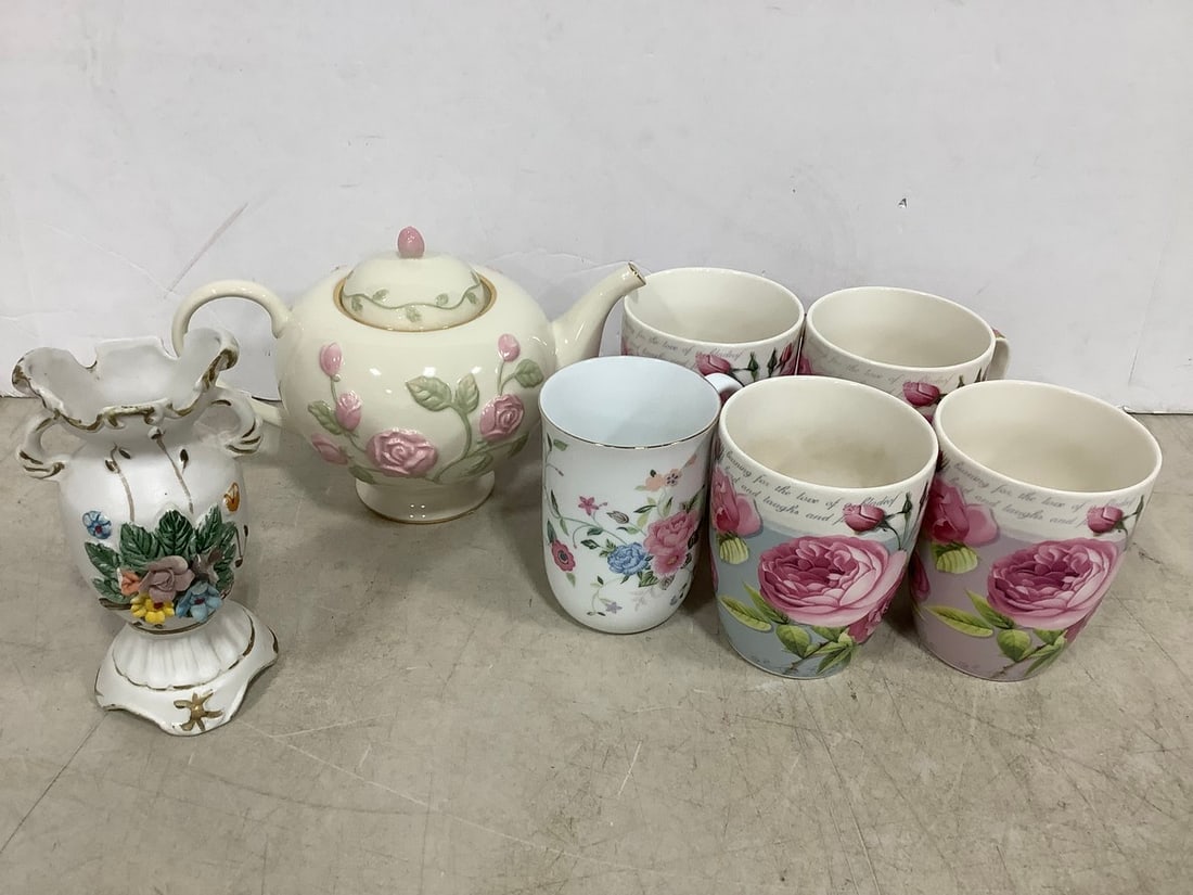 Floral Ceramic Mugs, Lenox Teapot, and more (Tallest - 6in) (1 of 1)
