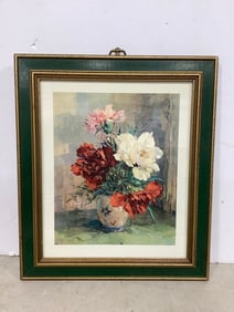 Framed and Signed Floral Art Print (12.5inx14.5in)