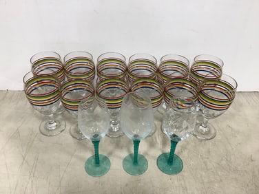 Vintage Libbey fiesta ware goblets and driniking glasses(tallest 8.5in.)