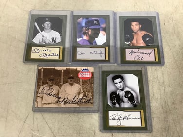 Collector's cards in plastic cases(Muhammad Ali, Don Mattingly,Mickey Mantle, and more)