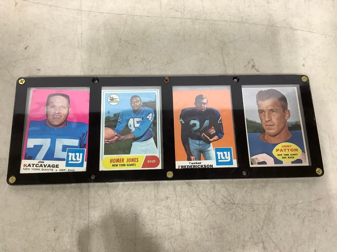 Framed collectible sports cards(Jimmy Patton, Tucker Frederickson, Homer Jones, Jim: Framed collectible sports cards(Jimmy Patton, Tucker Frederickson, Homer Jones, Jim Katcavage-4.5in.x12.5in.)