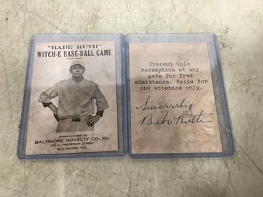 Babe Ruth collectible card in case