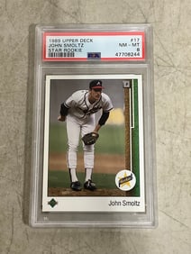 John Smoltz 1989 Upper Deck Star Rookie collectible card in case