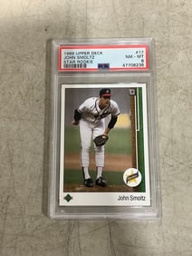 John Smoltz 1989 Upper Deck Star Rookie collectible card in case