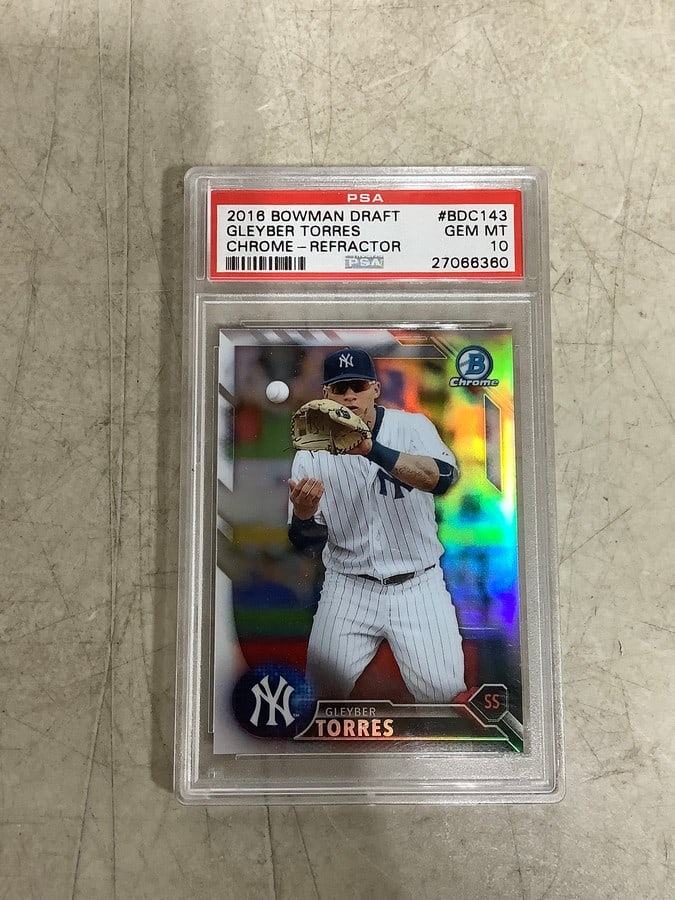 2016 Gleyber Torres Bowman draft chrome-refractor collectible card in case (1 of 1)