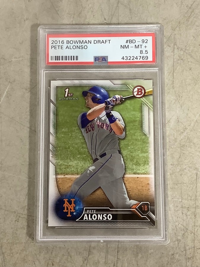 Pete Alonso 2016 Bowman draft collectible card in case (1 of 1)