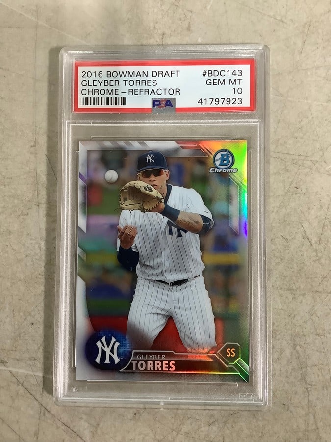 2016 Gleyber Torres Bowman draft chrome-refractor collectible card in case (1 of 1)