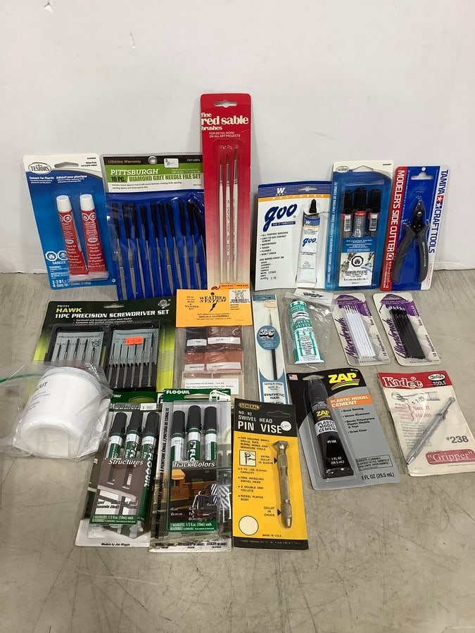 ZAP plastic model cement, swivel head pin vise, precision scredriver set, and more: ZAP plastic model cement, swivel head pin vise, precision scredriver set, and more