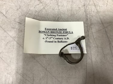 Excavated Ancient Roman Bronze Fibula clothinng fastener(1st-3rd century A.D.)