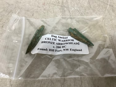 Dug Ancient Celtic Warrior Bronze Arrowheads 200 BC