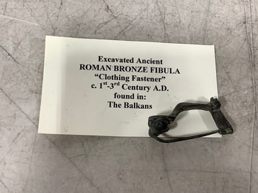 Excavated Ancient Roman Bronze Fibula clothing pin(1st-3rd century A.D.)