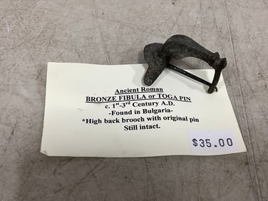 Ancient Roman bronze fibula or toga pin(1st-3rd century A.D.)